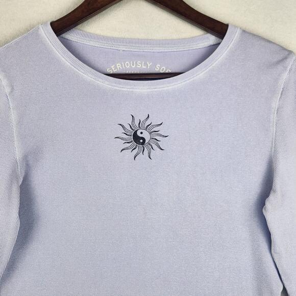 Seriously Soft Aeropostale Baby Dee Top Womens L Lilac Sun Graphic Cropped - Picture 5 of 16
